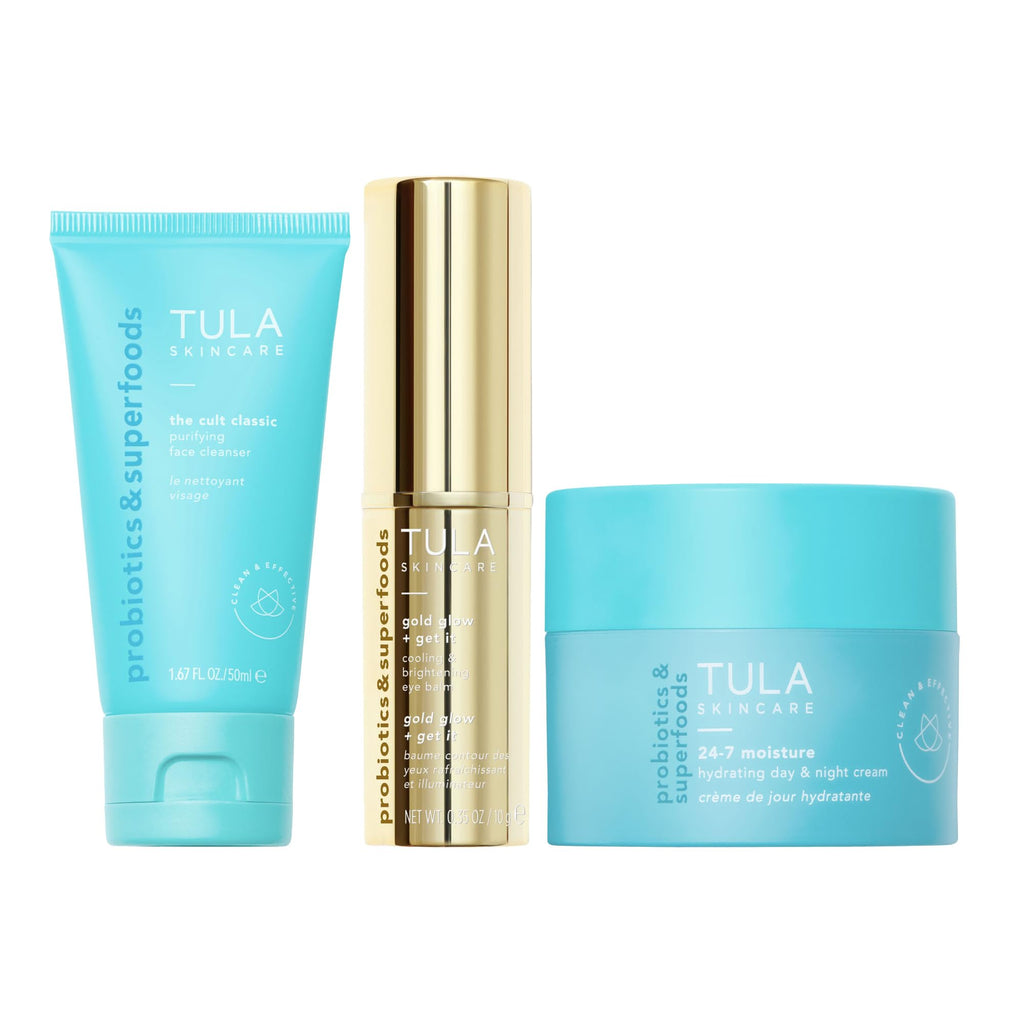 TULA Greatest Hits Skincare Discovery Kit — Eye Balm, Cleanser & Moisture
