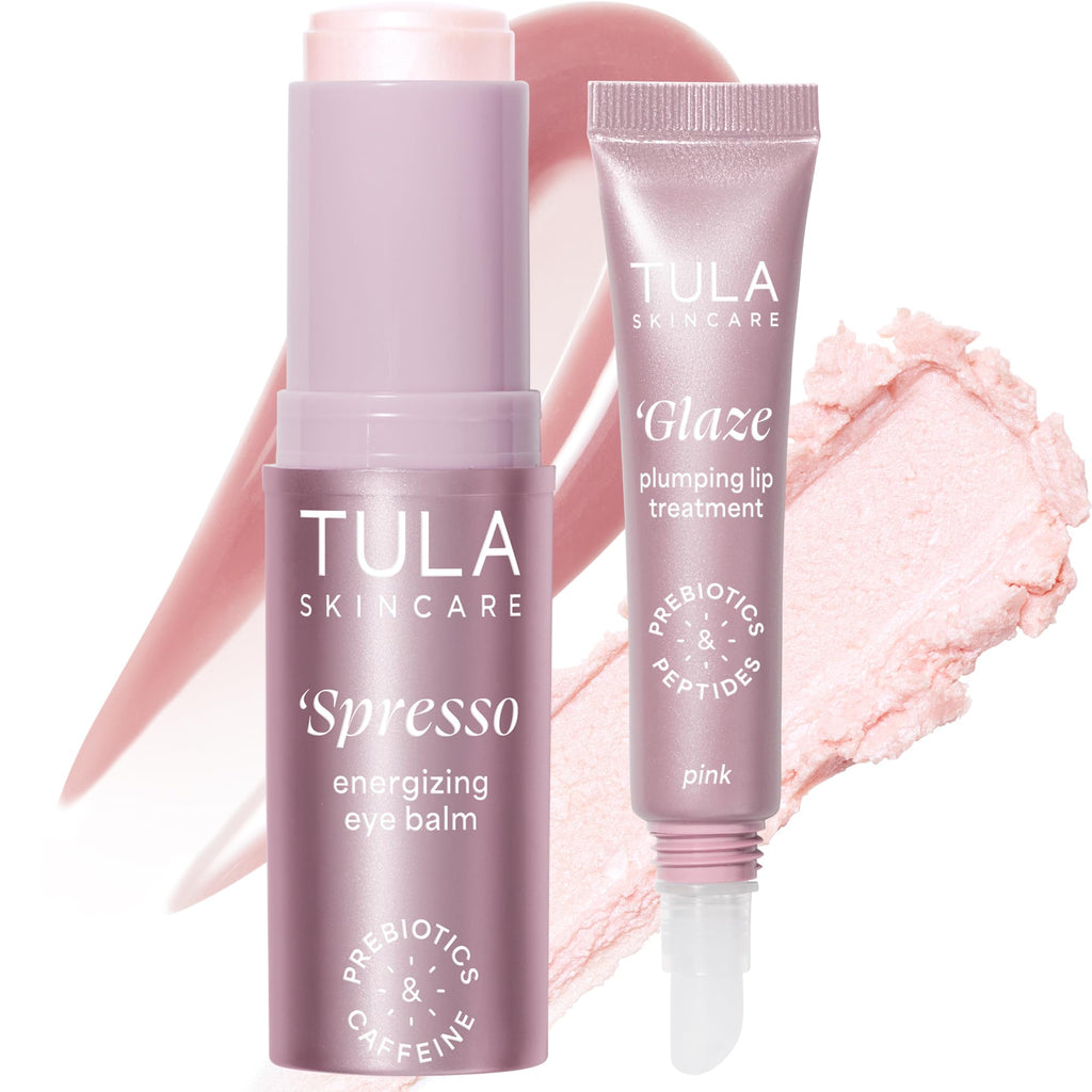 TULA Rose Glow + Get It Hydrating Lip Treatment + Cooling Eye Balm Duo | Radiant Skin Care