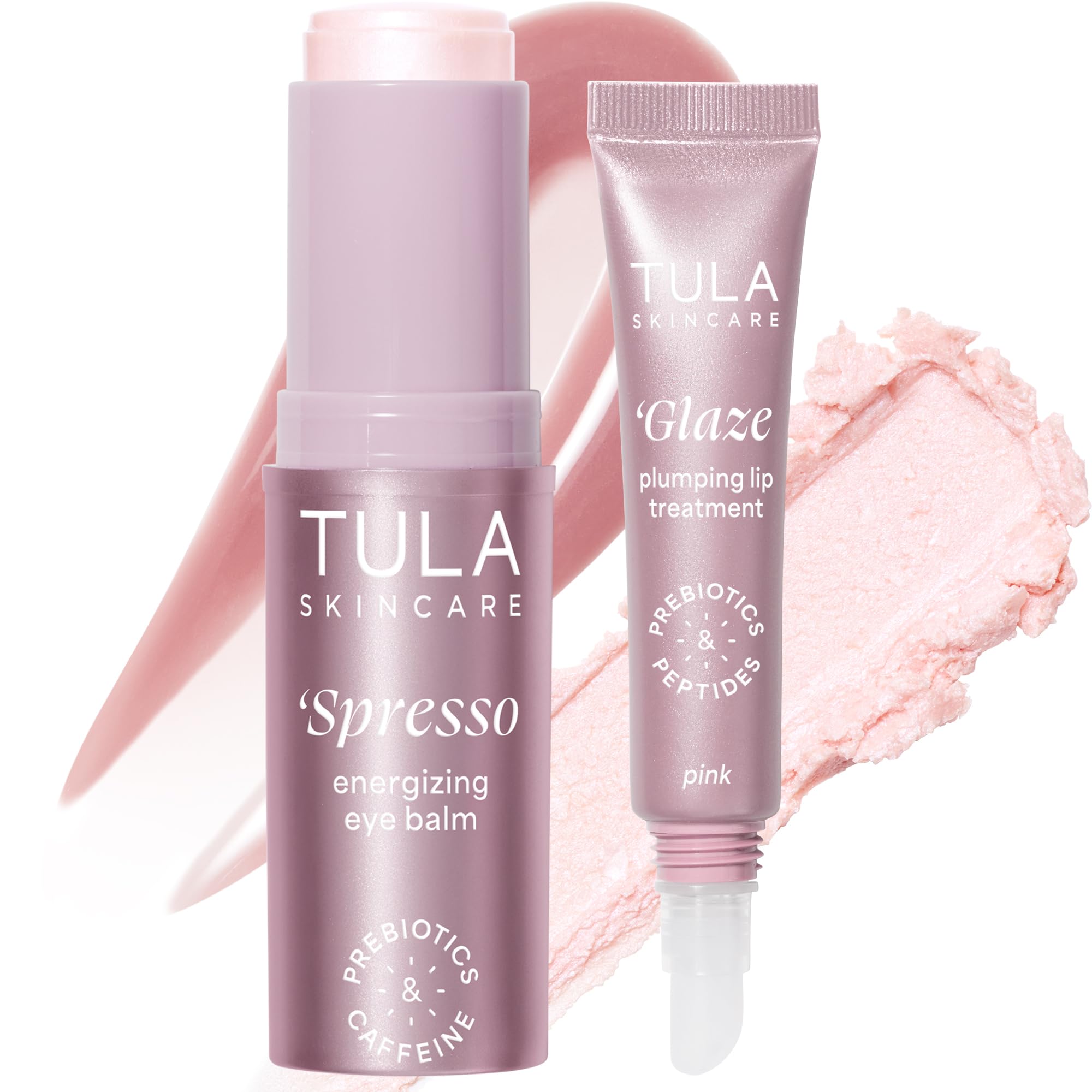 TULA Rose Glow + Get It Hydrating Lip Treatment + Cooling Eye Balm Duo | Radiant Skin Care