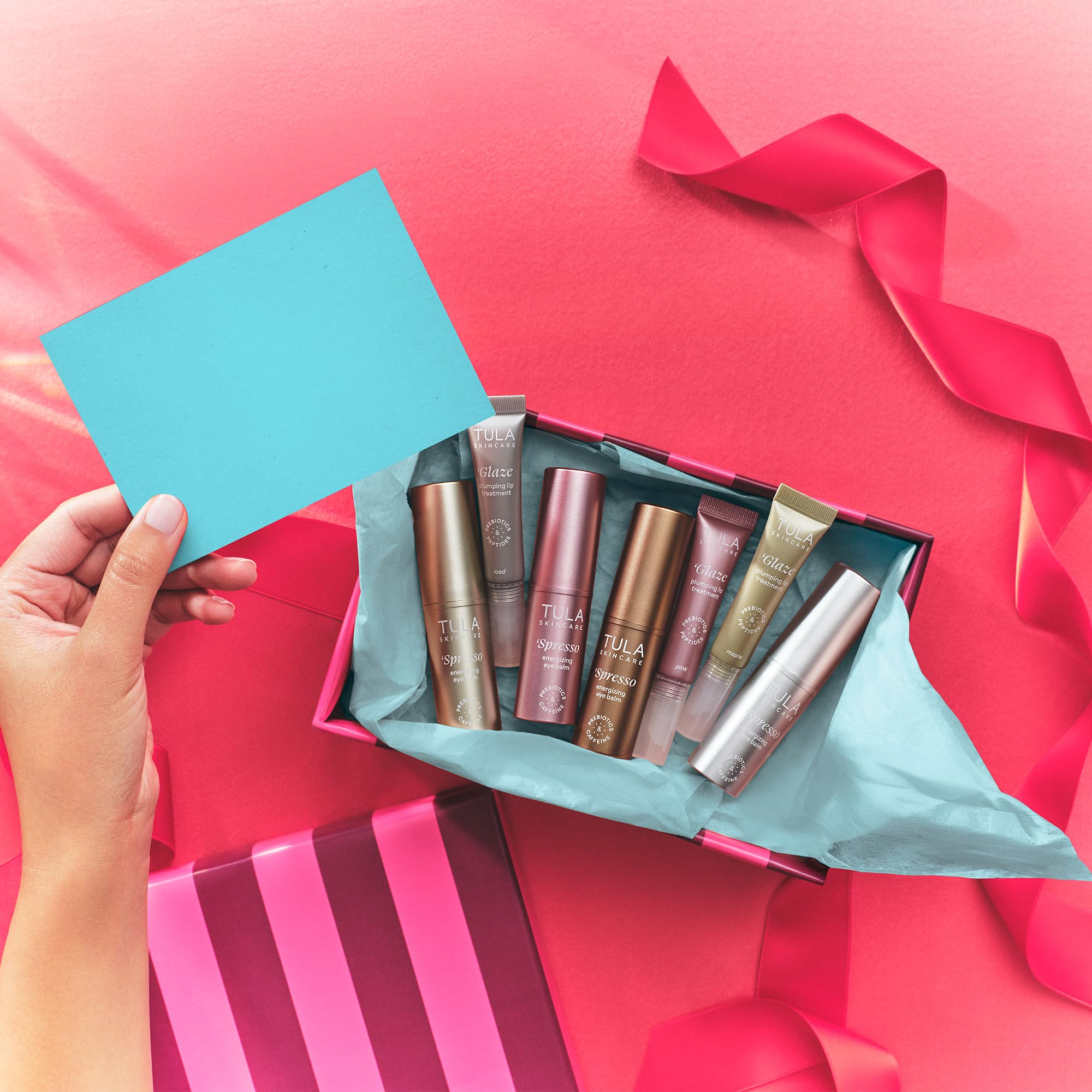 TULA Rose Glow + Get It Hydrating Lip Treatment + Cooling Eye Balm Duo | Radiant Skin Care