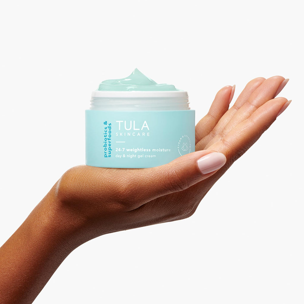 TULA Skin Care 24-7 Weightless Moisture Gel Cream — Hydrating Day & Night Moisturizer with Watermelon & Blueberry, 1.5 oz
