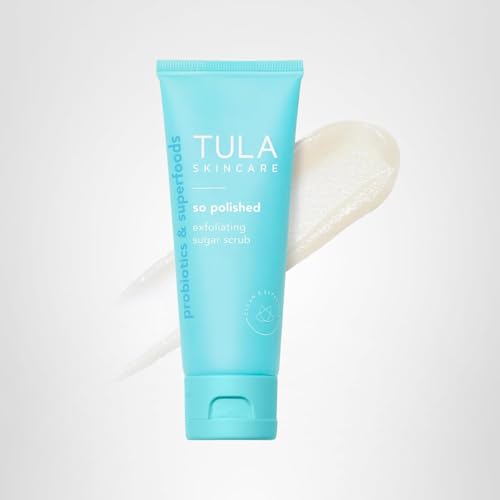 TULA So Polished Exfoliating Sugar Scrub – Gentle Face Scrub with Papaya, Pineapple & Probiotics, 2.9 oz