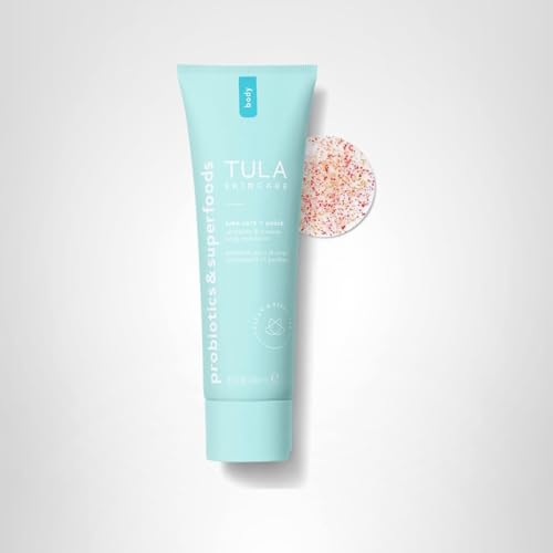 TULA Take Care + Polish – Revitalize & Cleanse Body Exfoliator, 2-in-1 with AHAs, Lemon & Hibiscus, 8.1 oz