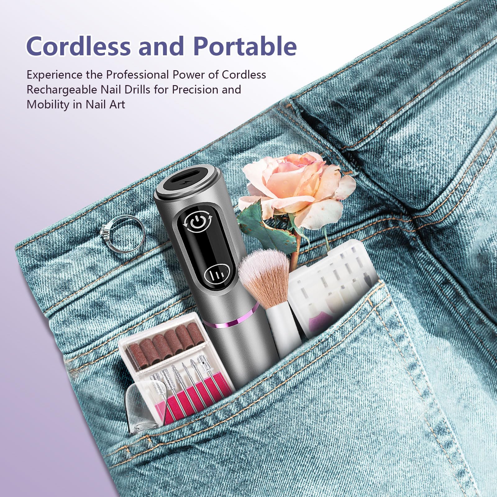 TUOBEO Cordless Nail Drill Kit – Rechargeable Efile for Salon-Quality Nails