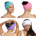 Turbie Twist 4-Pack Turbie Band – Extra-Wide Microfiber Spa Headbands for All Hair Types | Pink, Purple, Blue & White