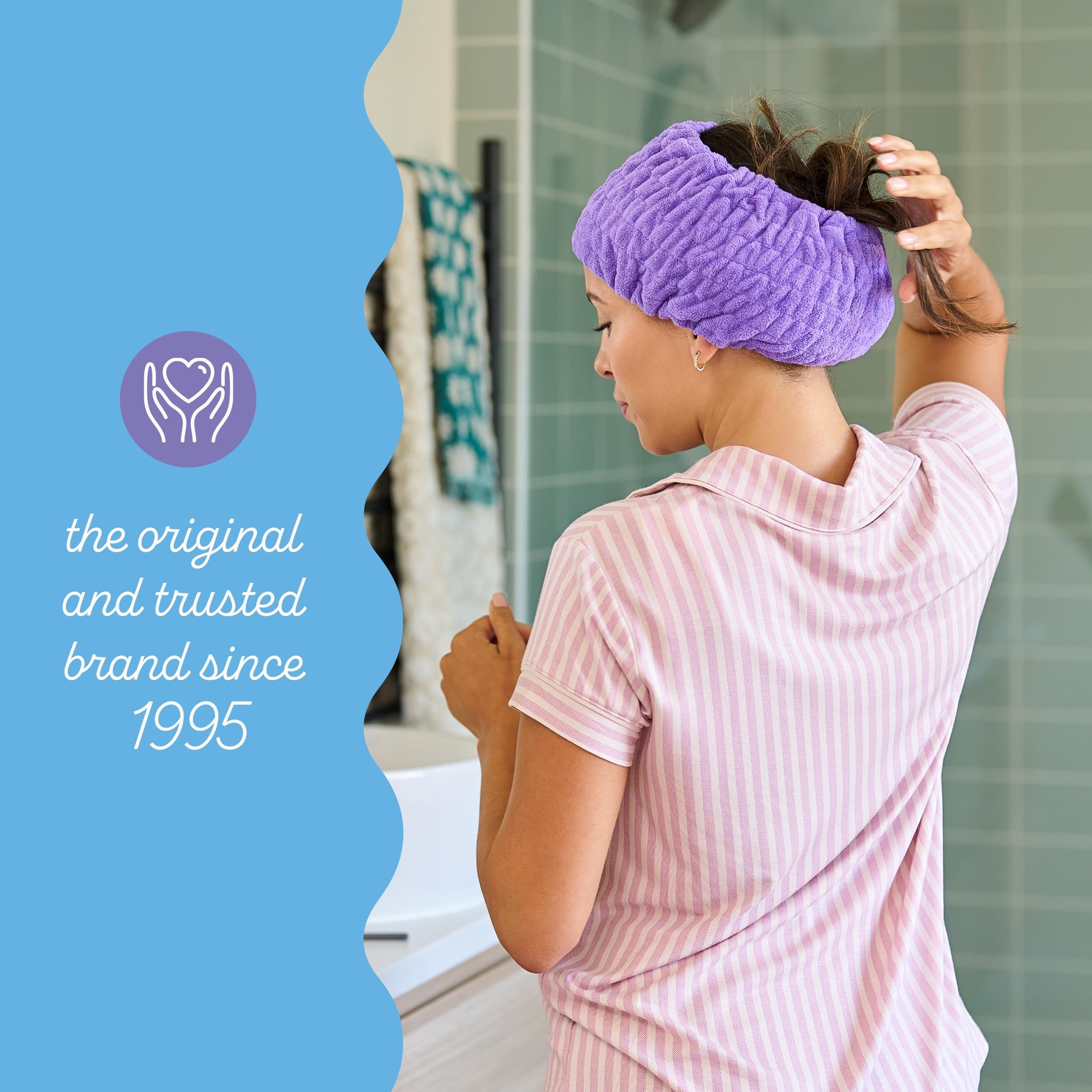 Turbie Twist 4-Pack Turbie Band – Extra-Wide Microfiber Spa Headbands for All Hair Types | Pink, Purple, Blue & White