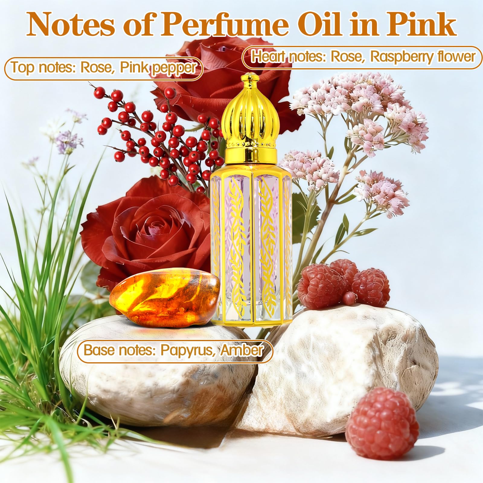 Tuteshow Arabic Perfume Oil for Women – Long-Lasting Roll-On with Rose, Sandalwood & Musk