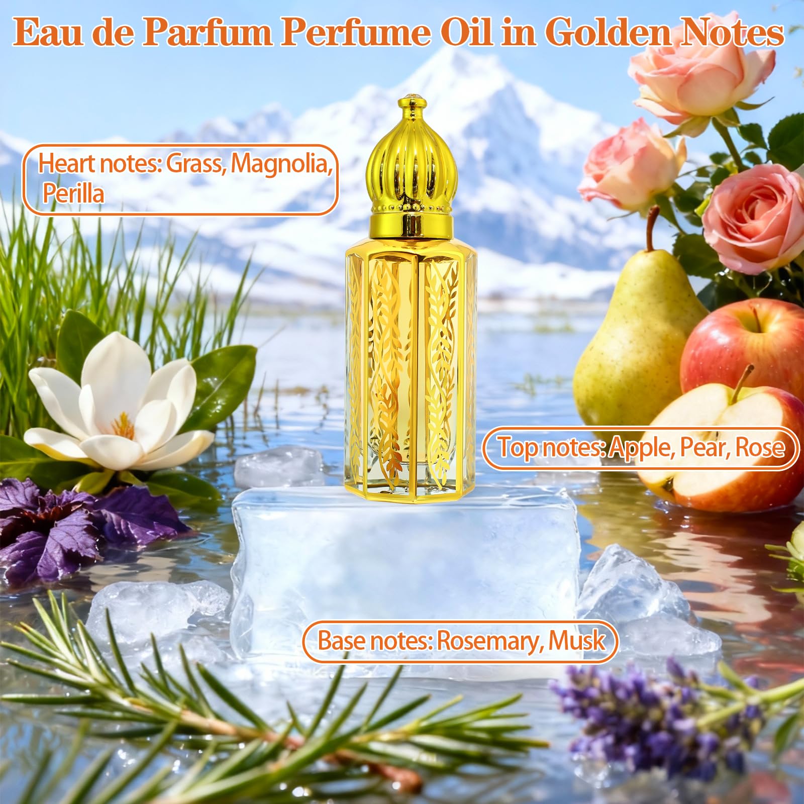 Tuteshow 3-Pack Arabic Perfume for Women – Floral & Sandalwood Roll-On, 0.4 fl oz each
