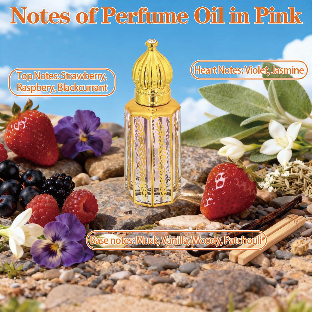 Tuteshow 3-Pack Arabic Perfume for Women – Floral & Sandalwood Roll-On, 0.4 fl oz each