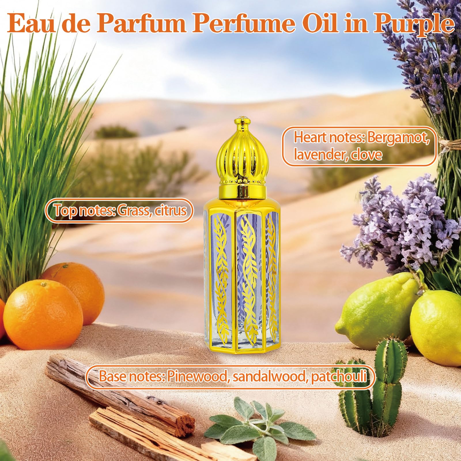 Tuteshow 3-Pack Arabic Perfume for Women – Floral & Sandalwood Roll-On, 0.4 fl oz each