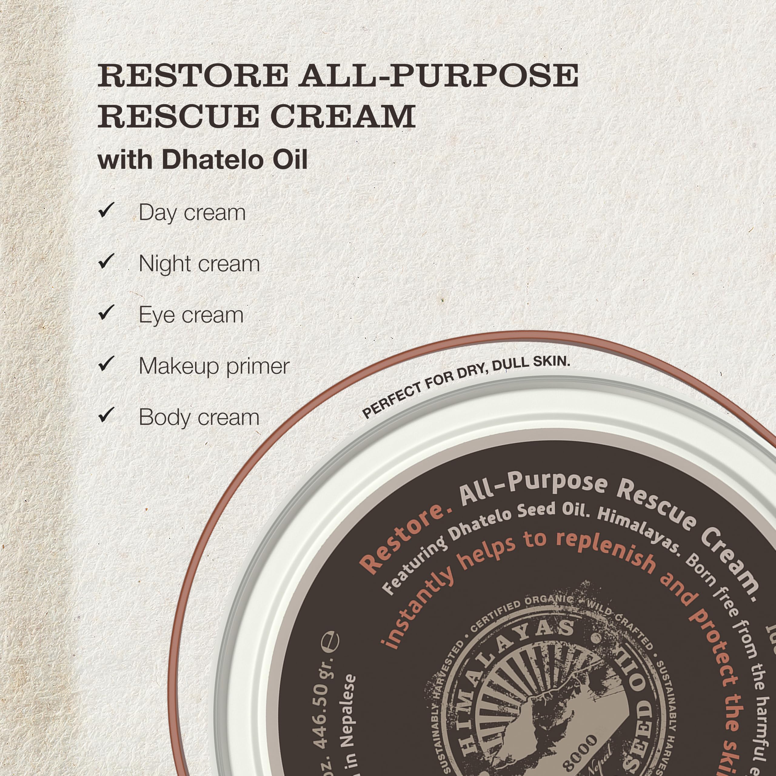 Tweak’d by Nature Restore All-Purpose Rescue Moisturizer – 5-in-1 Face Cream, Primer & More (15.75oz)