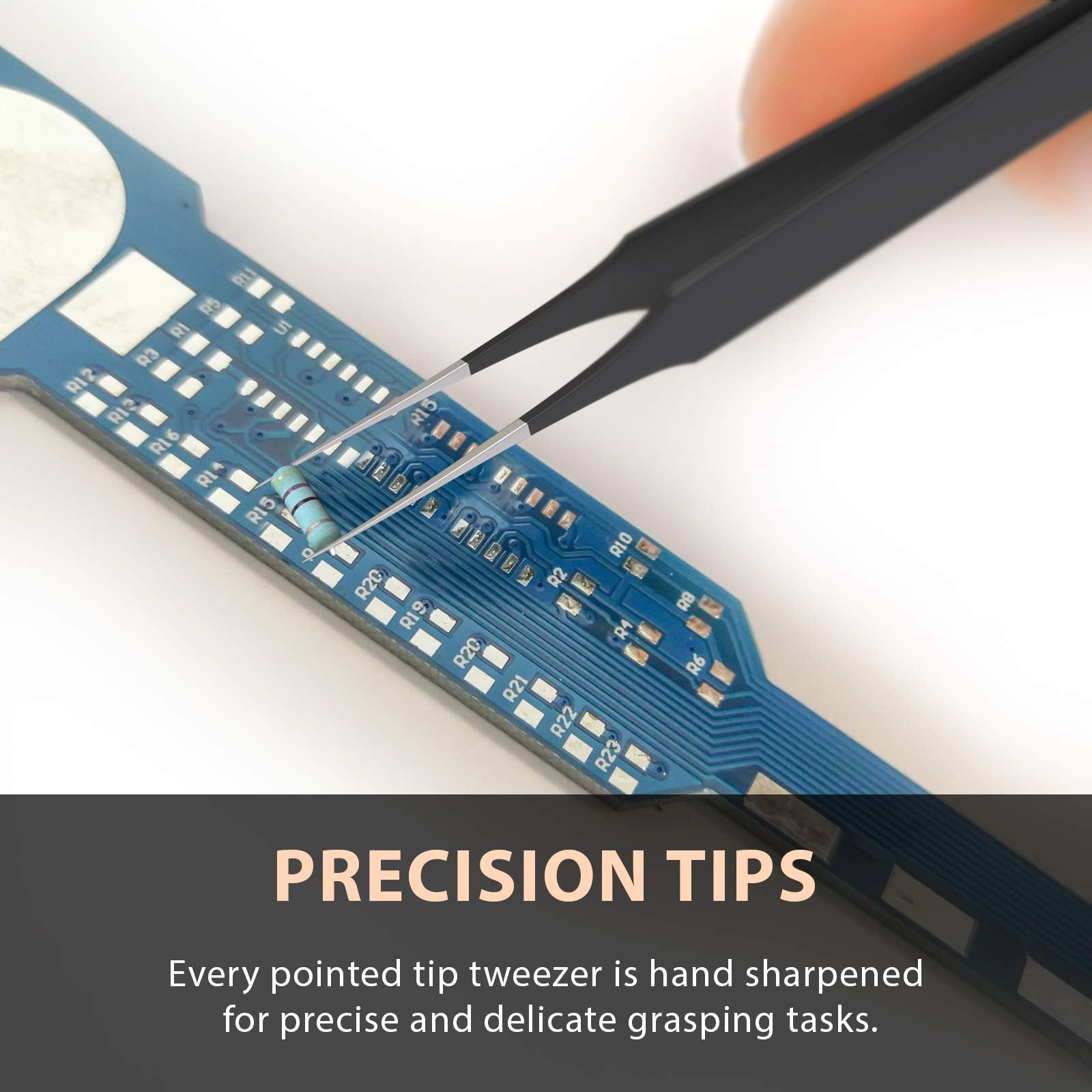 Tweezees Ingrown Hair Tweezers – Pointed Tip, 5-Pack, Black | Precision Stainless Steel