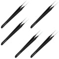 Tweezees Ingrown Hair Tweezers – Pointed Tip, 5-Pack, Black | Precision Stainless Steel