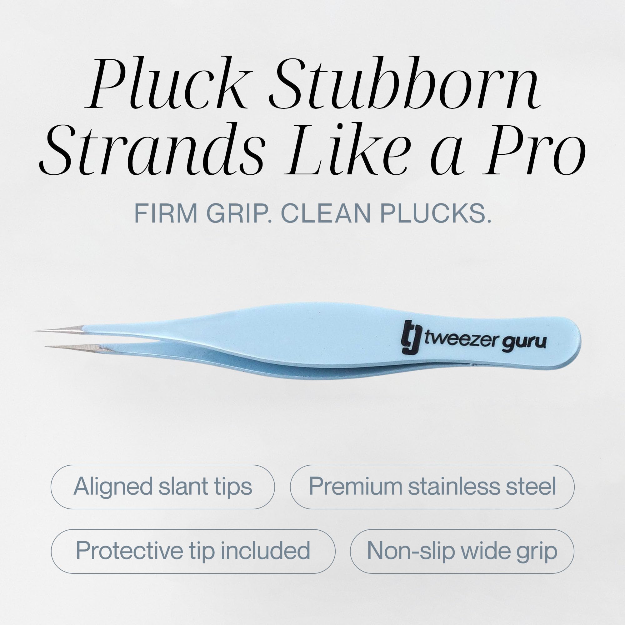 Tweezer Guru Ingrown Hair Tweezers – Pointed Precision Eyebrow Set (Black + Sky Blue, 2-Piece)