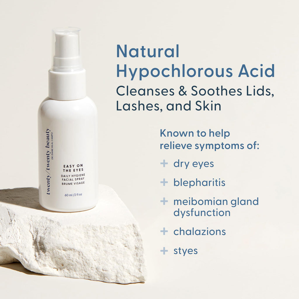 twenty/twenty Easy On The Eyes – 0.02% Hypochlorous Acid Spray for Eyelashes | Safe for Sensitive Skin | Ophthalmologist Developed – 60ml