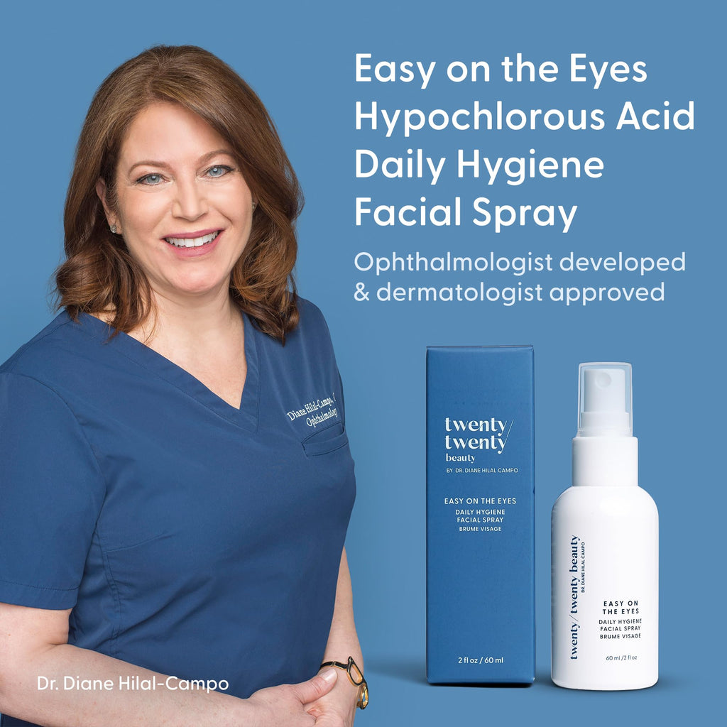 twenty/twenty Easy On The Eyes – 0.02% Hypochlorous Acid Spray for Eyelashes | Safe for Sensitive Skin | Ophthalmologist Developed – 60ml