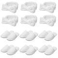 Twistover 12 Pcs Girls Spa Party Supplies | Slippers & Bow Headbands – White