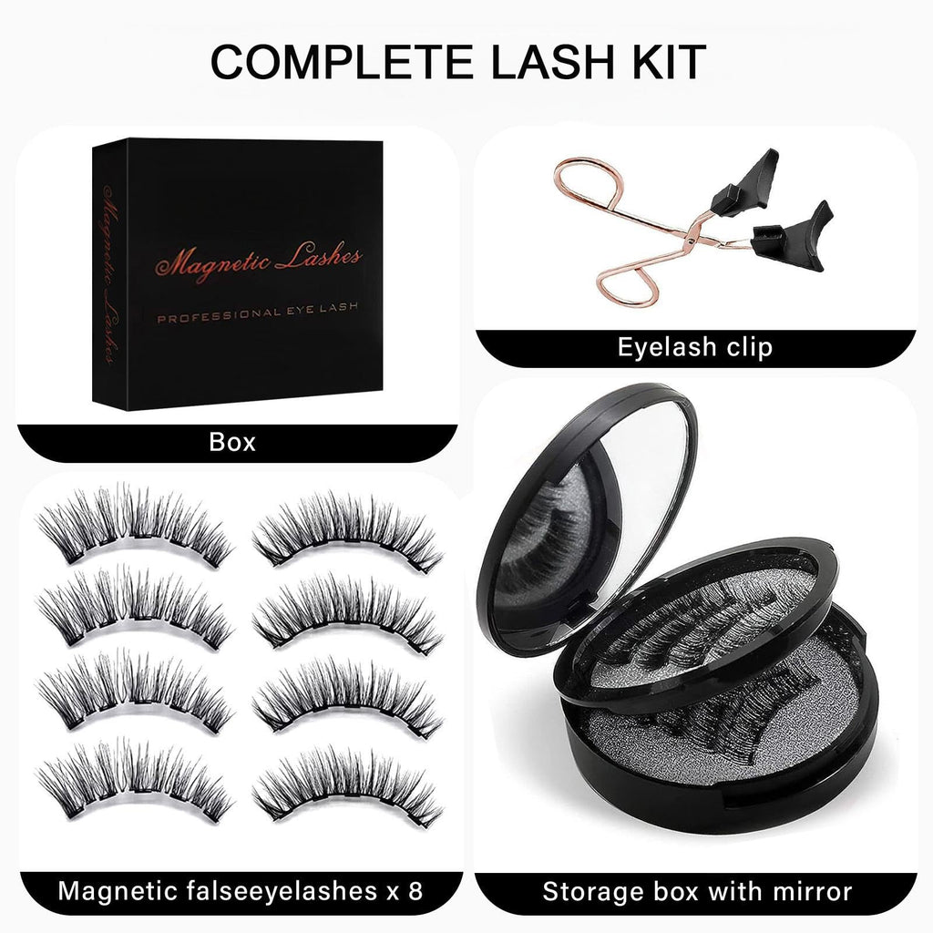 TWMKLP Magnetic Eyelashes with Applicator | 4-Pair Natural Look, Reusable, Glue-Free