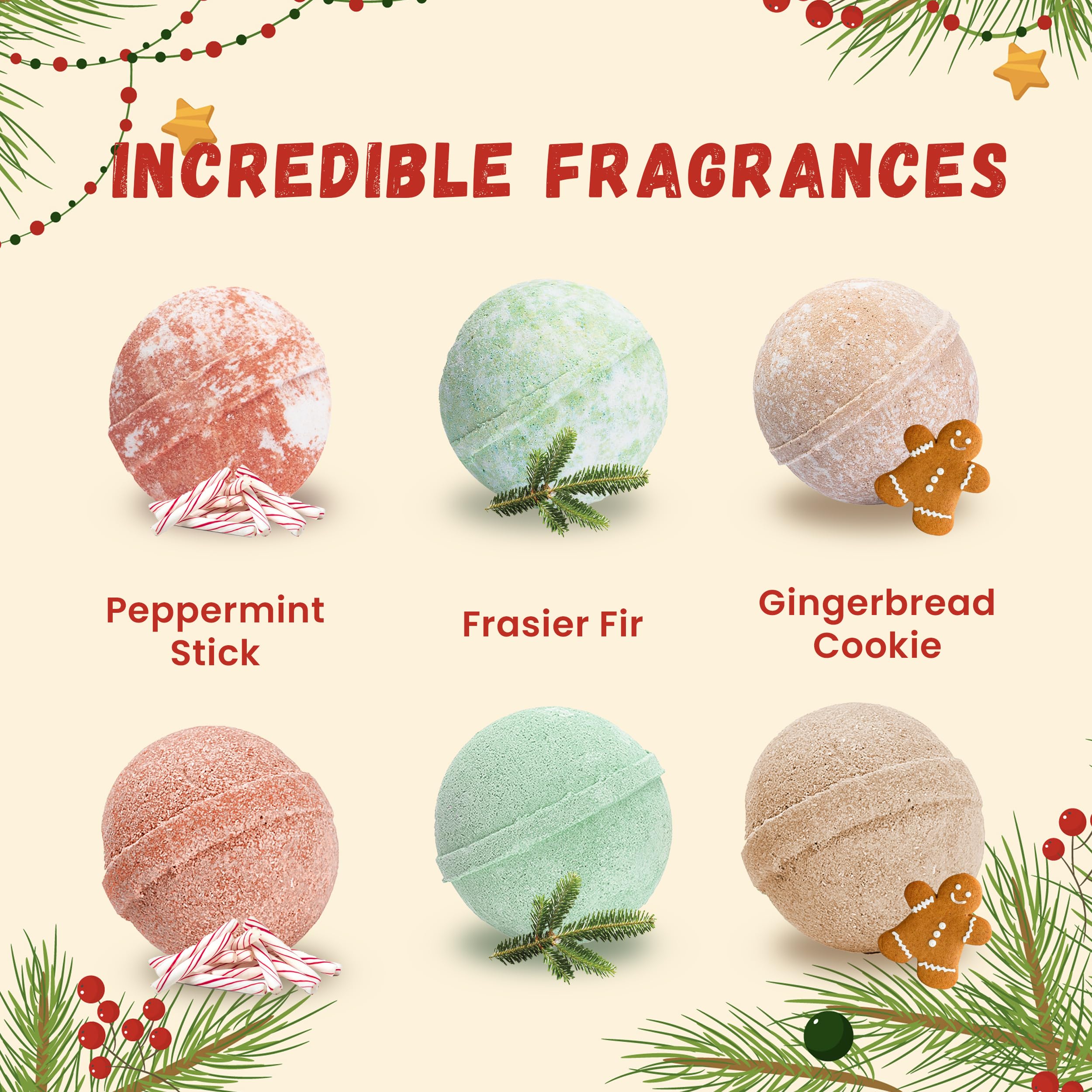 Two Sisters Christmas Bath Bombs for Kids (6-Pack) – Surprise Toys, Festive Scents, USA Made