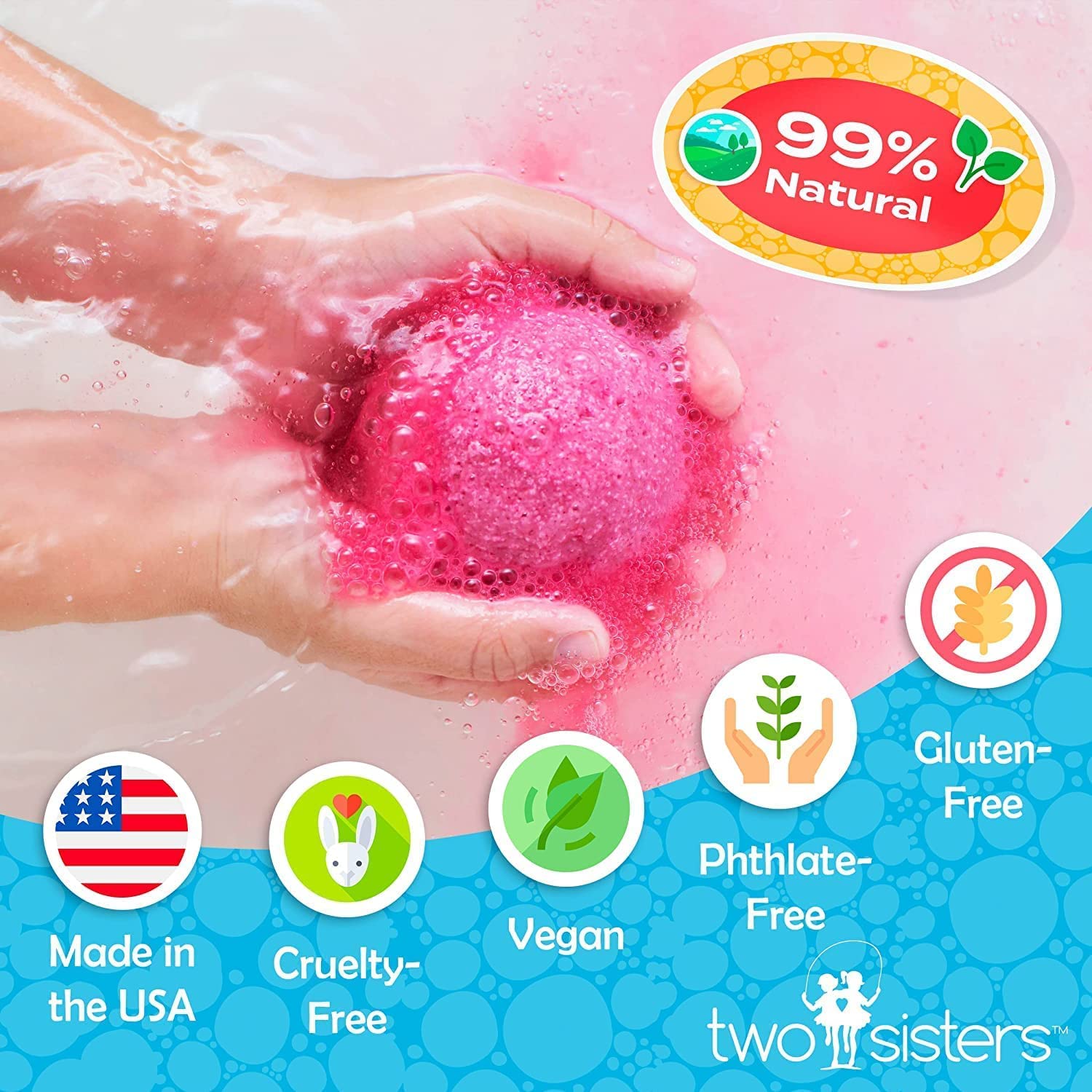 Two Sisters Unicorn Bath Bombs (6 Pack) – Surprise Toy Inside, Fruity Scents, Made in USA