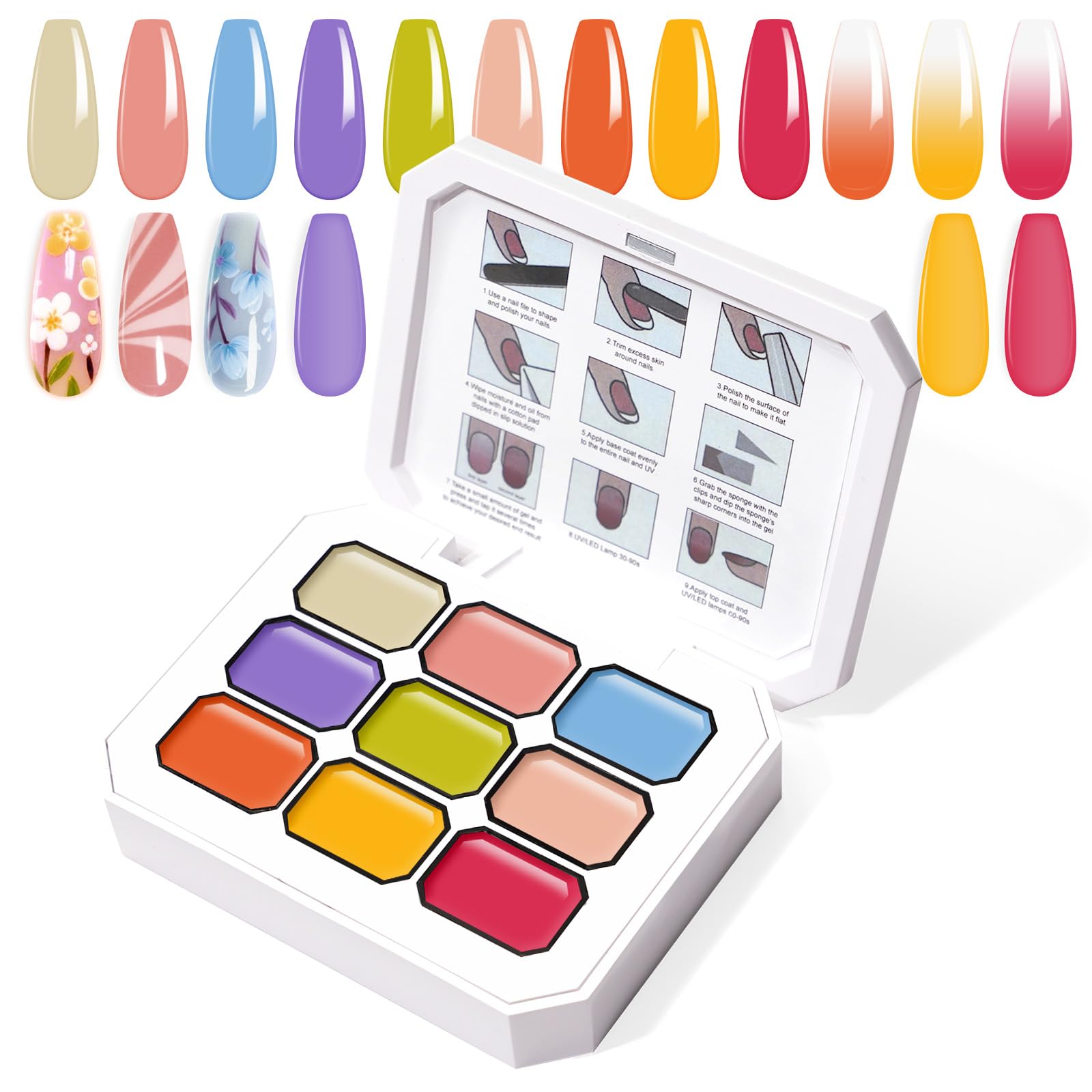 U-Shinein Gradient Painting Gel – 9-Color Ombre Gel Nail Polish Set for DIY Nail Art