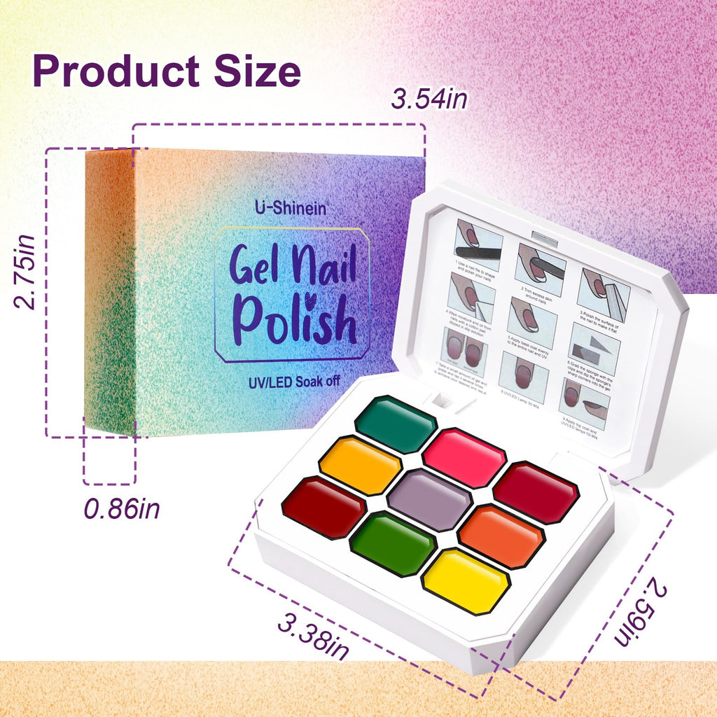 U-Shinein Gradient Painting Gel – 9-Color Ombre Gel Nail Polish Kit for DIY Nail Art