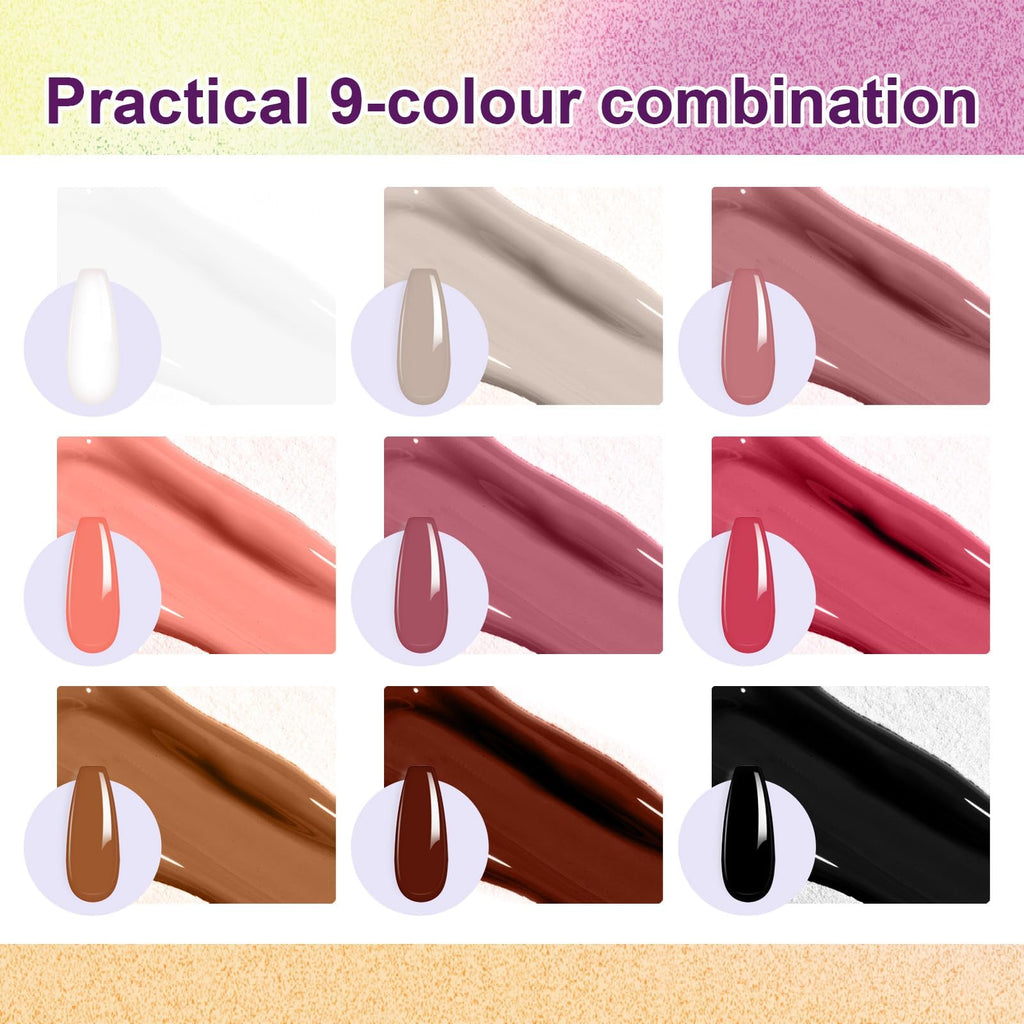 U-Shinein Gradient Painting Gel: 9-Color Ombre Nail Kit for Nude Pink Nails