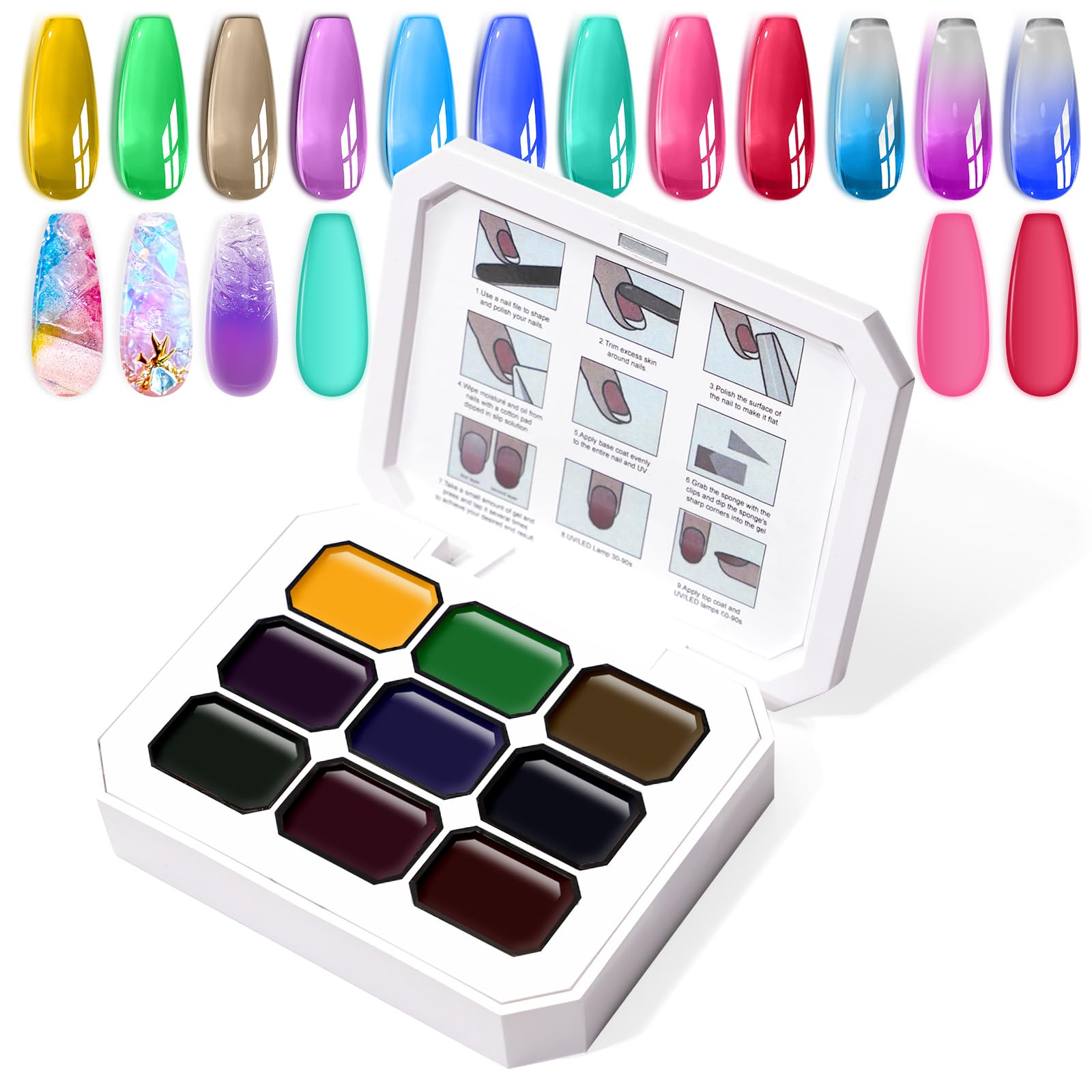 U-Shinein Gradient Painting Gel – 9-Color Ombre Gel Nail Polish Set for French Nails & Nail Art