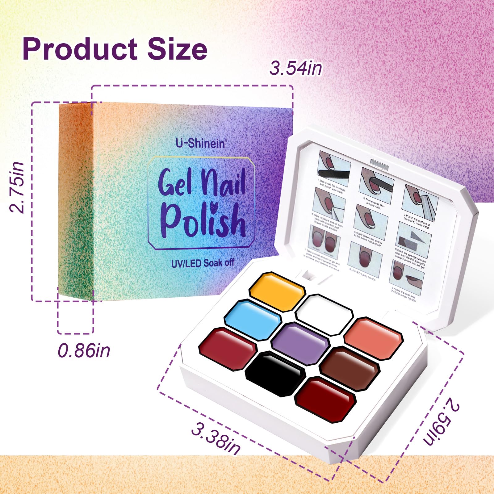 U-Shinein Gradient Painting Gel – 9-Color Ombre Gel Nail Polish for Gradient Nails, French Manicure, Soak-Off UV, DIY Home Salon