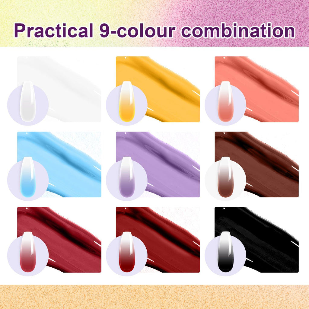 U-Shinein Gradient Painting Gel – 9-Color Ombre Gel Nail Polish for Gradient Nails, French Manicure, Soak-Off UV, DIY Home Salon