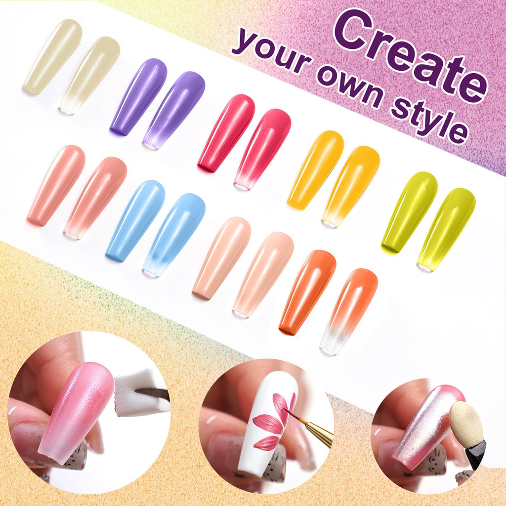 U-Shinein Gradient Painting Gel – 9-Color Ombre Gel Nail Polish Set for DIY Nail Art