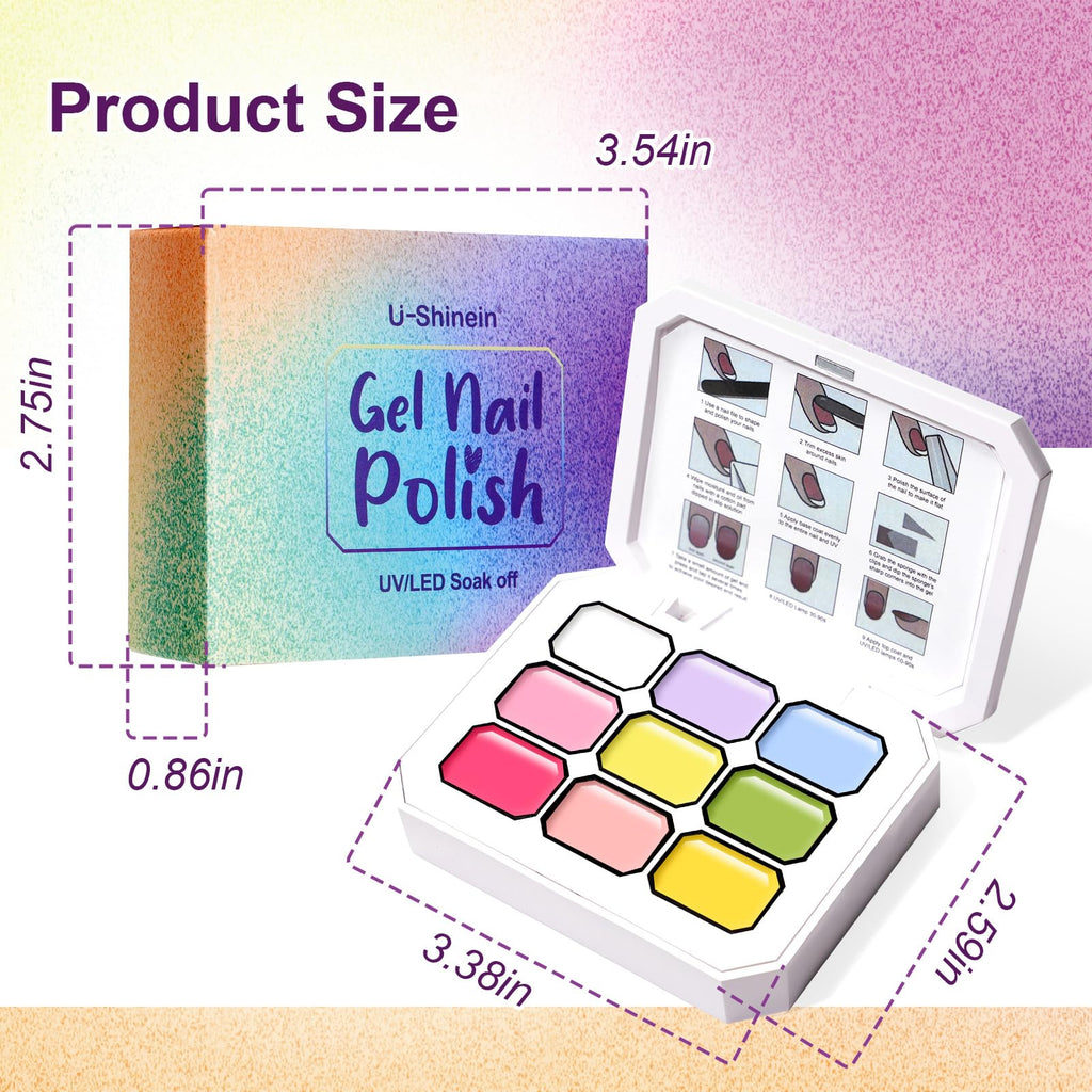 U-Shinein Gradient Painting Gel — 9-Color Ombre Gel Nail Polish Set for Nail Art