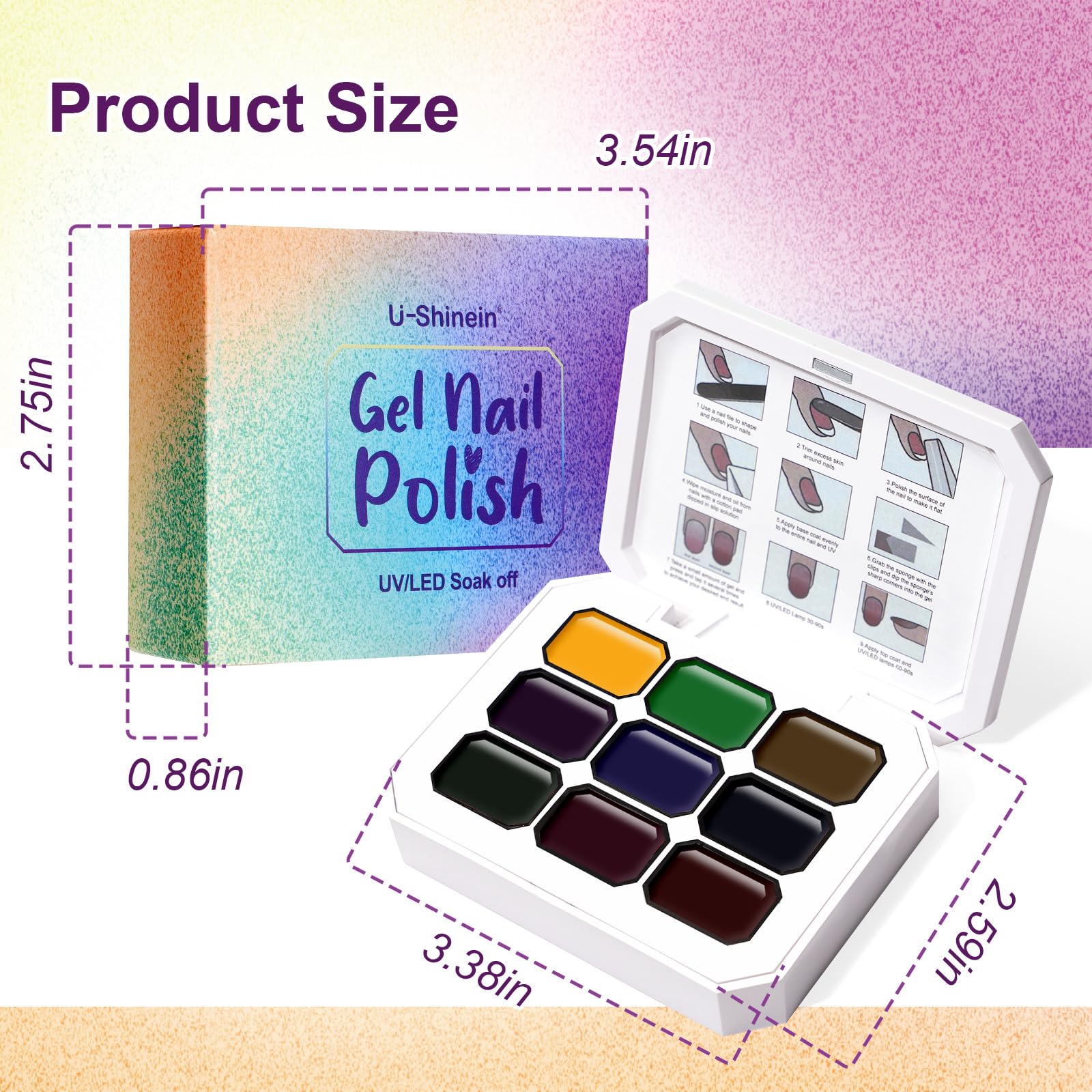 U-Shinein Gradient Painting Gel – 9-Color Ombre Gel Nail Polish Set for French Nails & Nail Art