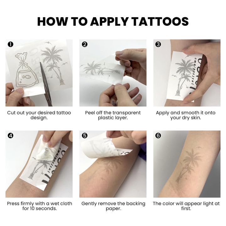 UBICA Semi Permanent Tattoos – 2 Sheets (Snake, Thorns, Eye) 1-2 Weeks