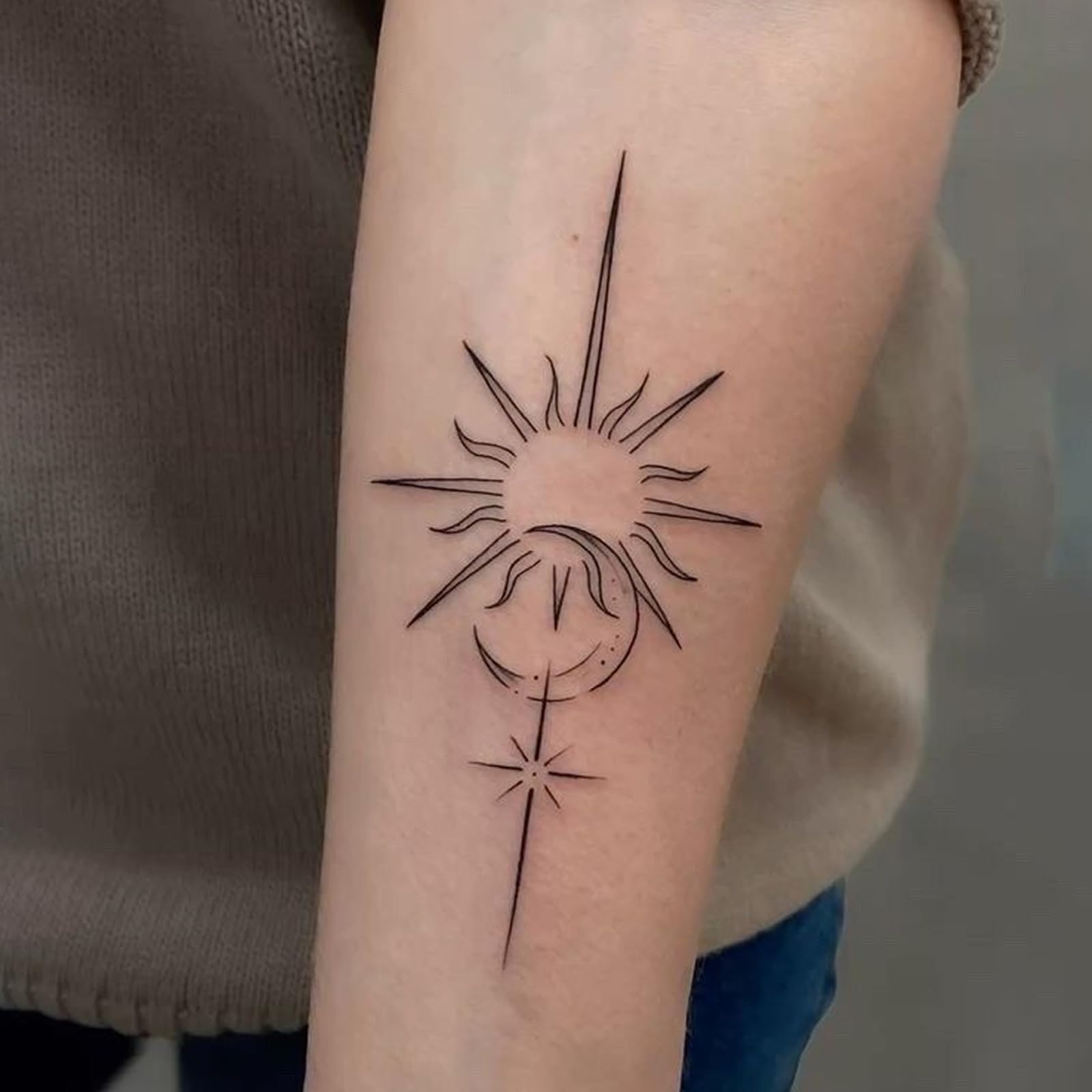 UBICA Semi Permanent Tattoos – Sun & Moon and Flower (2 Sheets) | Lasts 7-15 Days, Water-Resistant, Realistic