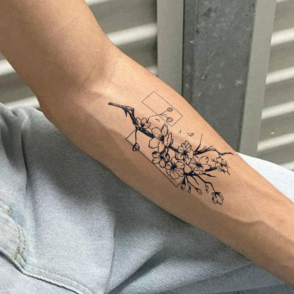 UBICA Semi-Permanent Tattoo 2 Sheets – Cherry Blossom Design, Lasts 2 Weeks, Waterproof & Realistic for Women