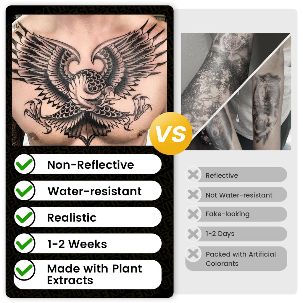 UBICA Semi Permanent Tattoos – Sun & Moon and Flower (2 Sheets) | Lasts 7-15 Days, Water-Resistant, Realistic