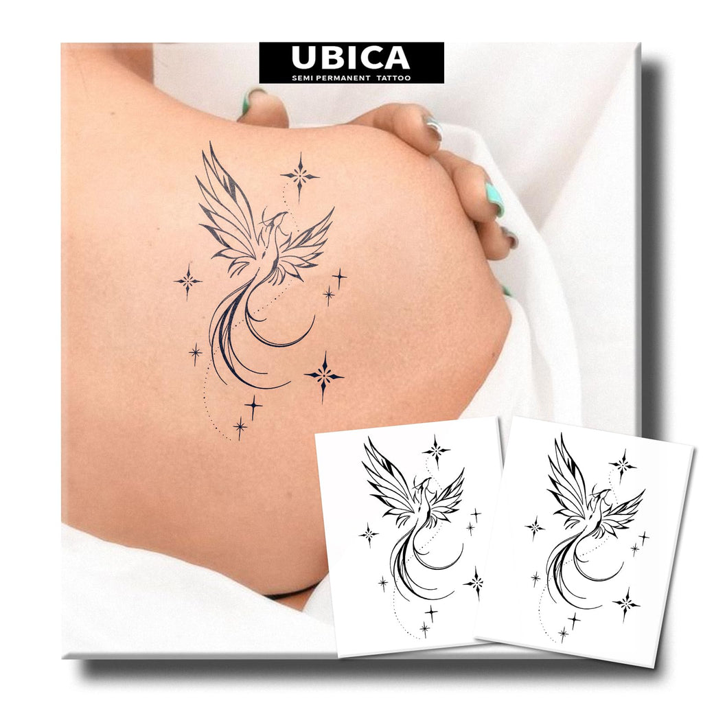 UBICA Semi Permanent Tattoos - 2 Sheets, Waterproof Realistic Back/Arm Designs, Develops in 48H