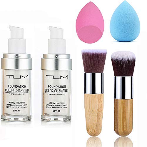 UCANBE TLM Color Changing Foundation Liquid – 2pc Brush & Sponge Set, SPF15