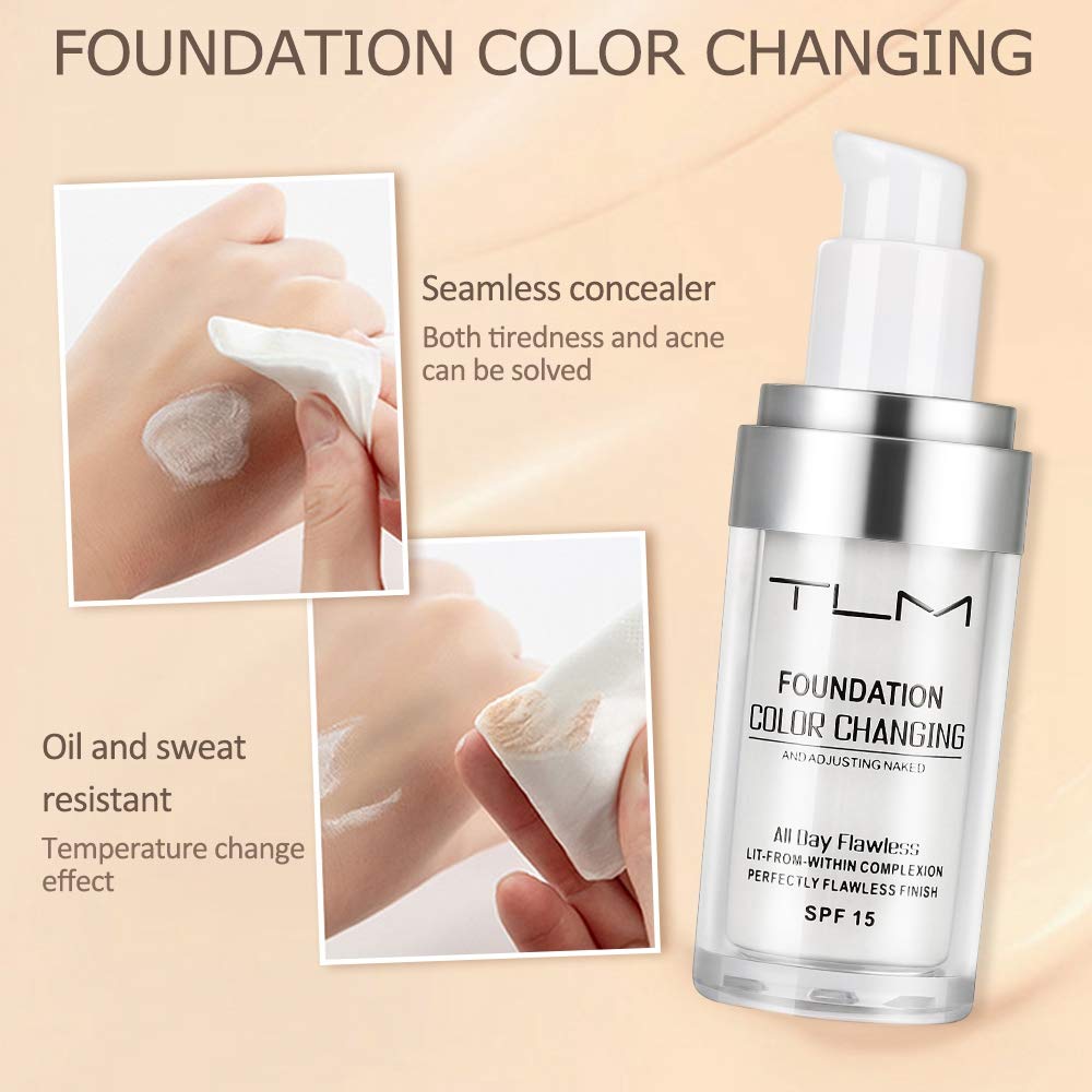 UCANBE TLM Color Changing Foundation Liquid – 2pc Brush & Sponge Set, SPF15