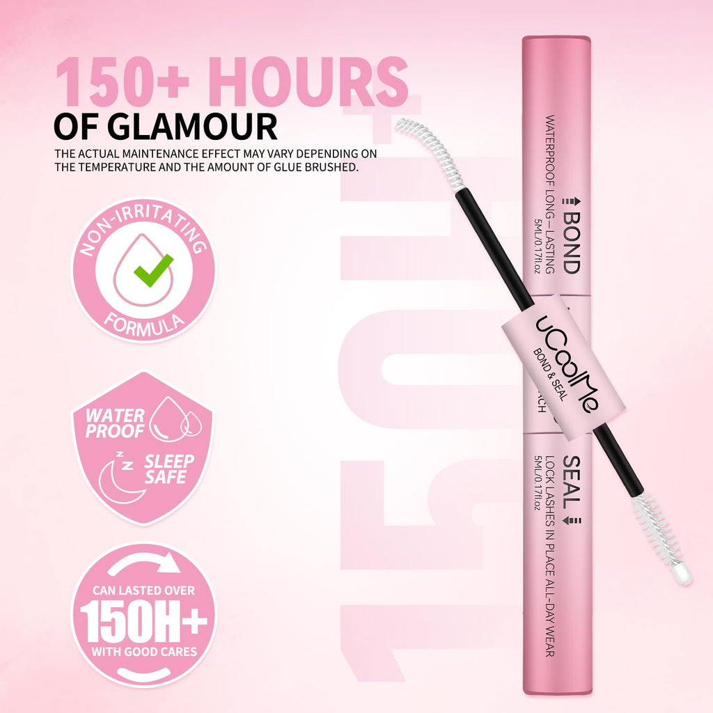 UCOOLME Lash Bond and Seal Waterproof – 10ML 2-in-1 Lash Glue for Clusters