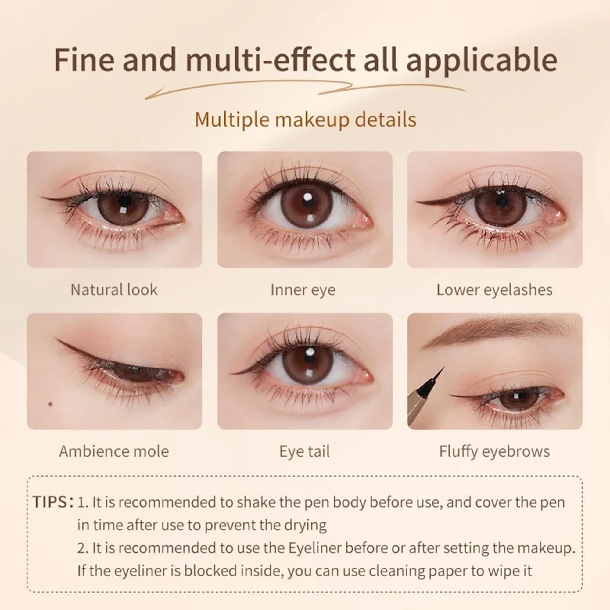 Ueuiu Judy Doll Liquid Eyeliner – Ultra-Fine Tip, Waterproof & Longwear (#04 Gray Brown Upgrade)
