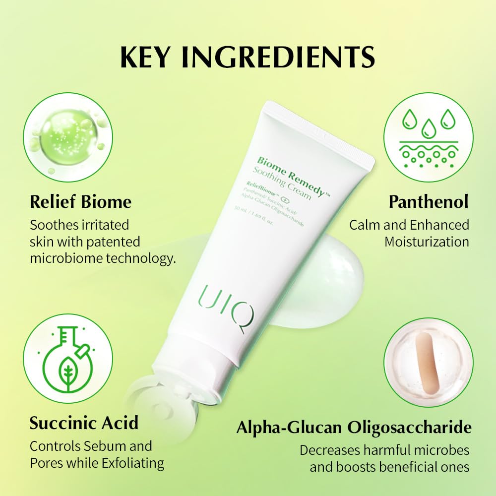 UIQ Biome Remedy Soothing Cream – Instant Hydration, Panthenol, Non-Comedogenic, 50ml (Korean Skincare)