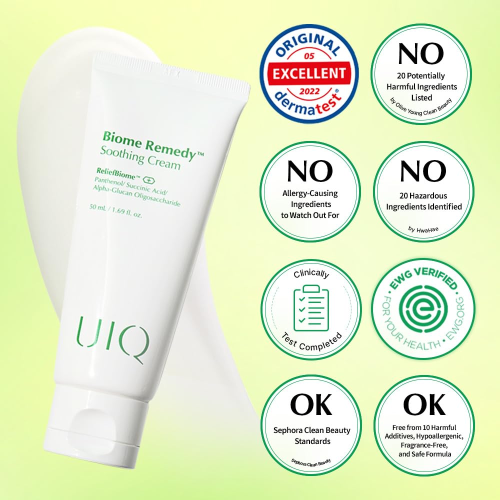 UIQ Biome Remedy Soothing Cream – Instant Hydration, Panthenol, Non-Comedogenic, 50ml (Korean Skincare)
