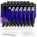 ULG Essential Oil Roller Bottles 48 Pack – 10ml Cobalt Blue Glass with Stainless Steel Rollers