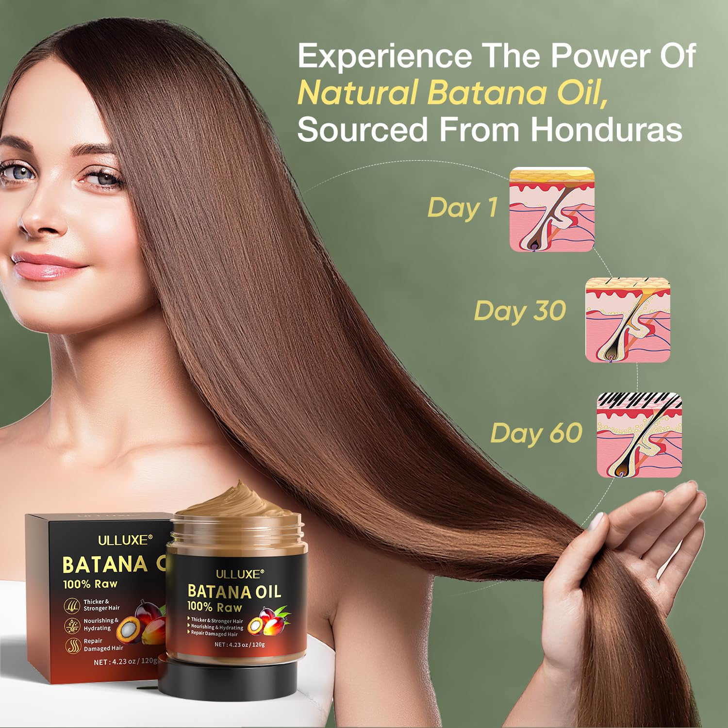 ulluxe Raw Batana Oil – 100% Natural Unrefined Hair Growth Oil from Honduras