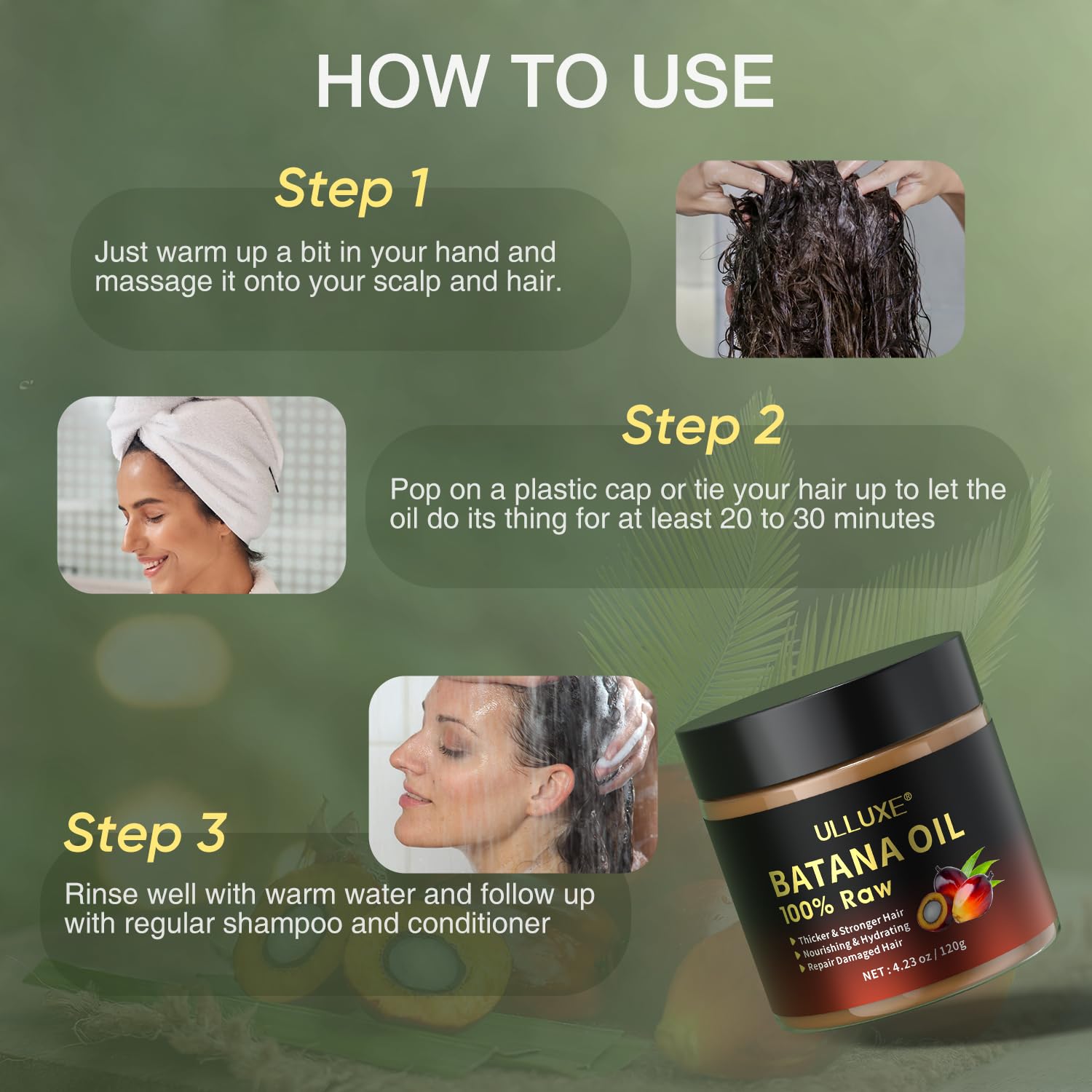 ulluxe Raw Batana Oil – 100% Natural Unrefined Hair Growth Oil from Honduras