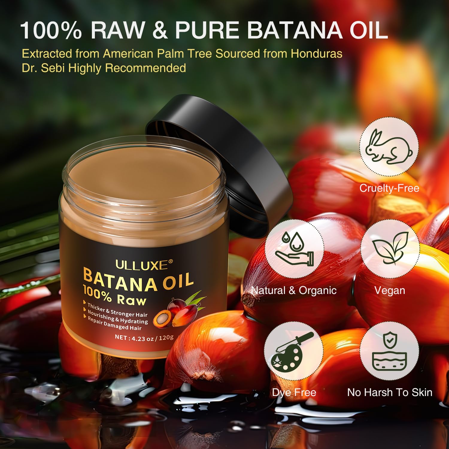 ulluxe Raw Batana Oil – 100% Natural Unrefined Hair Growth Oil from Honduras