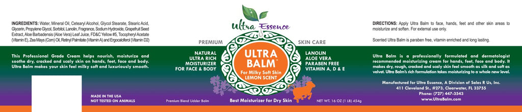 Ultra Balm Daily Moisturizer 16 oz – Dry Skin, Eczema & Psoriasis (Lemon)
