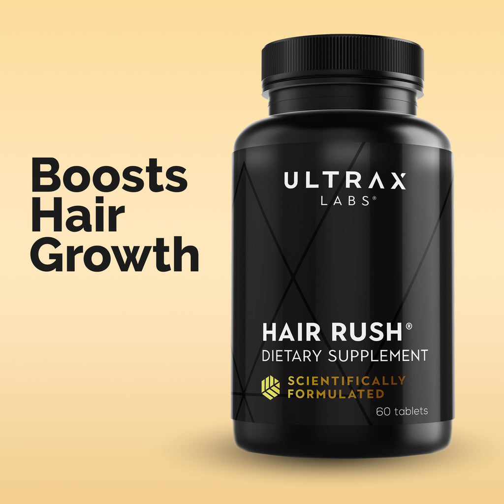 Ultrax Labs Hair Rush | Maxx Hair Growth & Anti Hair Loss Nutrient Solubilized Keratin Vitamin Supplement, 60 Tablets